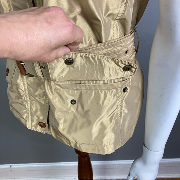 Lauren Ralph Lauren vest Large gold metallic safari utility cargo belt gorpcore - Picture 10 of 12